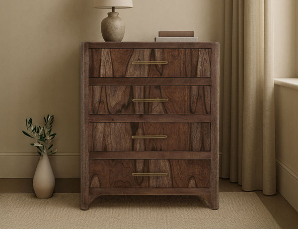 Praga - 4-Drawer Chest - Almond / Barrel Brown