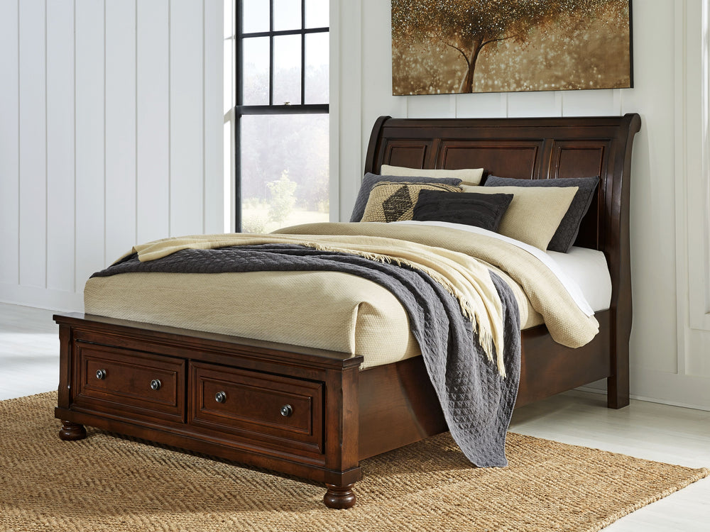 Porter - Sleigh Storage Bed Dark Brown