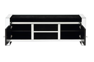 Noralie - 59" Bench With Storage - Mirrored & Faux Diamonds