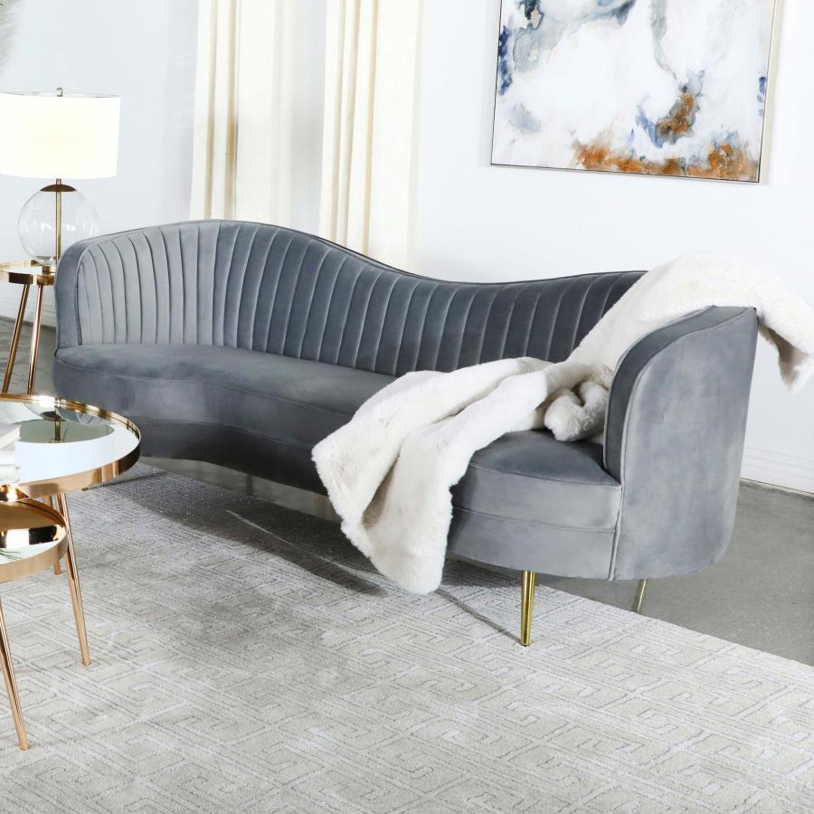 Sophia - Upholstered Channel Tufted Sofa Dark Gray