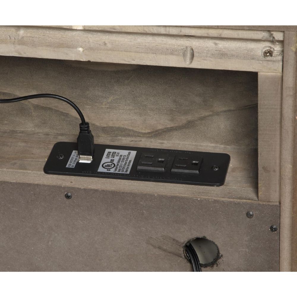 Athouman - Nightstand Weathered Oak USB Dock