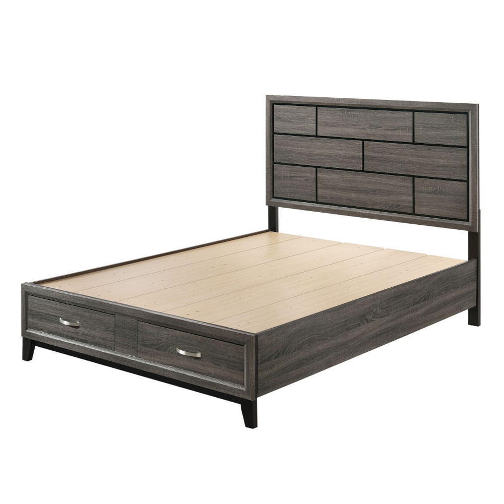 Valdemar - Bed w/Storage Weathered Gray King