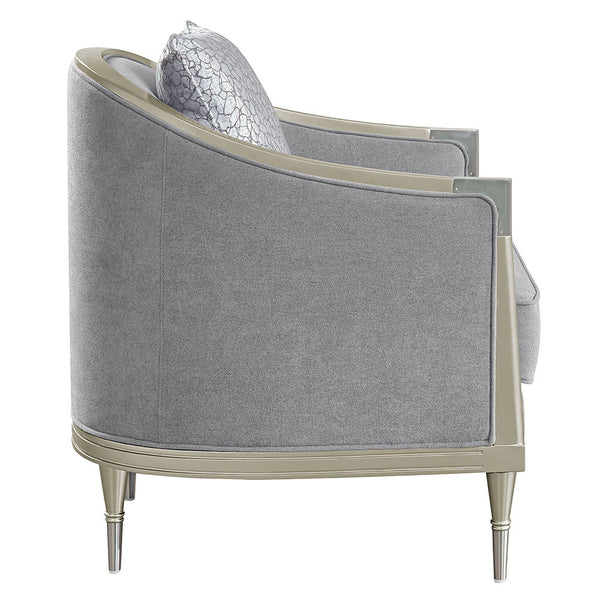 Fernando - Chair With Pillow - Gray Chenille & Champagne