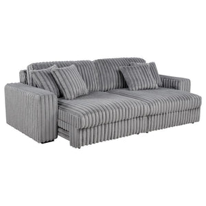 Jacana - Corduroy Upholstered Dual Power Chaise Sofa Gray
