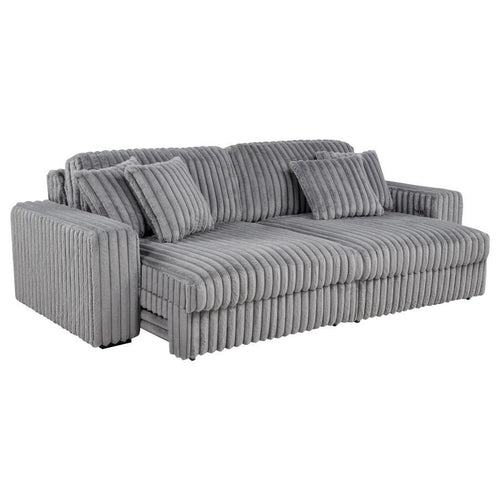 Jacana - Corduroy Upholstered Dual Power Chaise Sofa Gray
