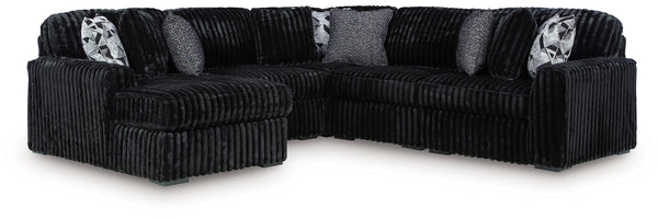 Midnight-Madness - Sectional Black 6 Pc. Left Arm Facing Corner Chaise Sectional