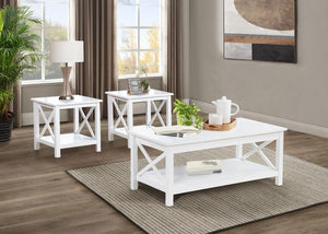 Skyview - Rectangular Lift Top Coffee Table Set White 3 Pc. Coffee Table, 2 End Tables