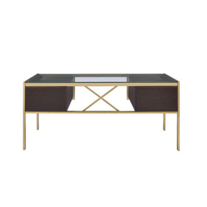 Yumia - Writing Desk - Gold & Walnut