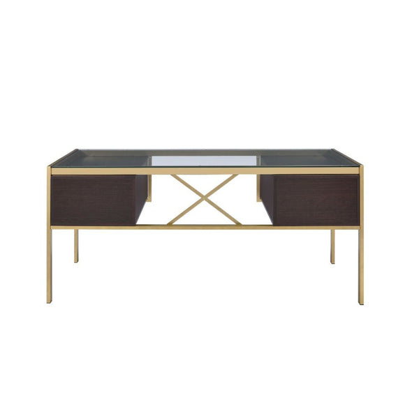 Yumia - Writing Desk - Gold & Walnut