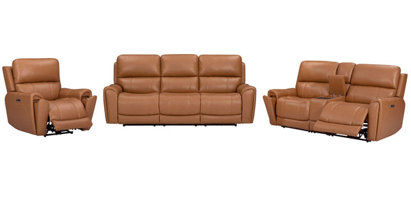 Hancock - Zero Gravity Power Reclining Sofa Set Apple Cider 3 Pc. Sofa, Loveseat, Recliner