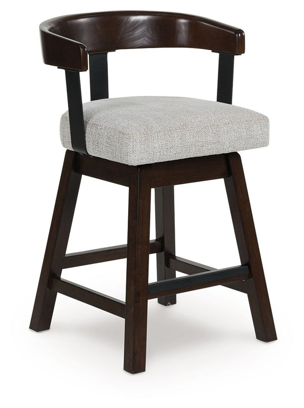 Haddigan - Upholstered Swivel Barstool (Set of 2) - Dark Brown