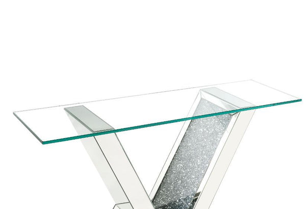 Noralie - Console Table - Clear Glass, Mirrored & Faux Diamonds