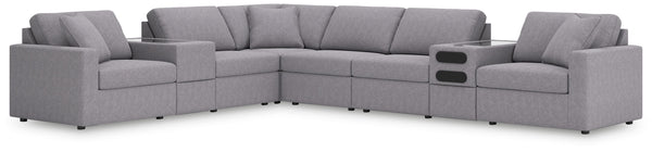 Modmax - Granite - Sectional Gray 8 Pc. Sectional With Audio And Storage Consoles