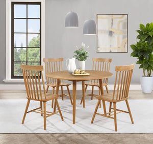 Andrews - Round Dining Table Set Light Brown 5 Pc. Table, 4 Chairs