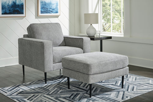 Hazela - Chair, Ottoman Dark Gray