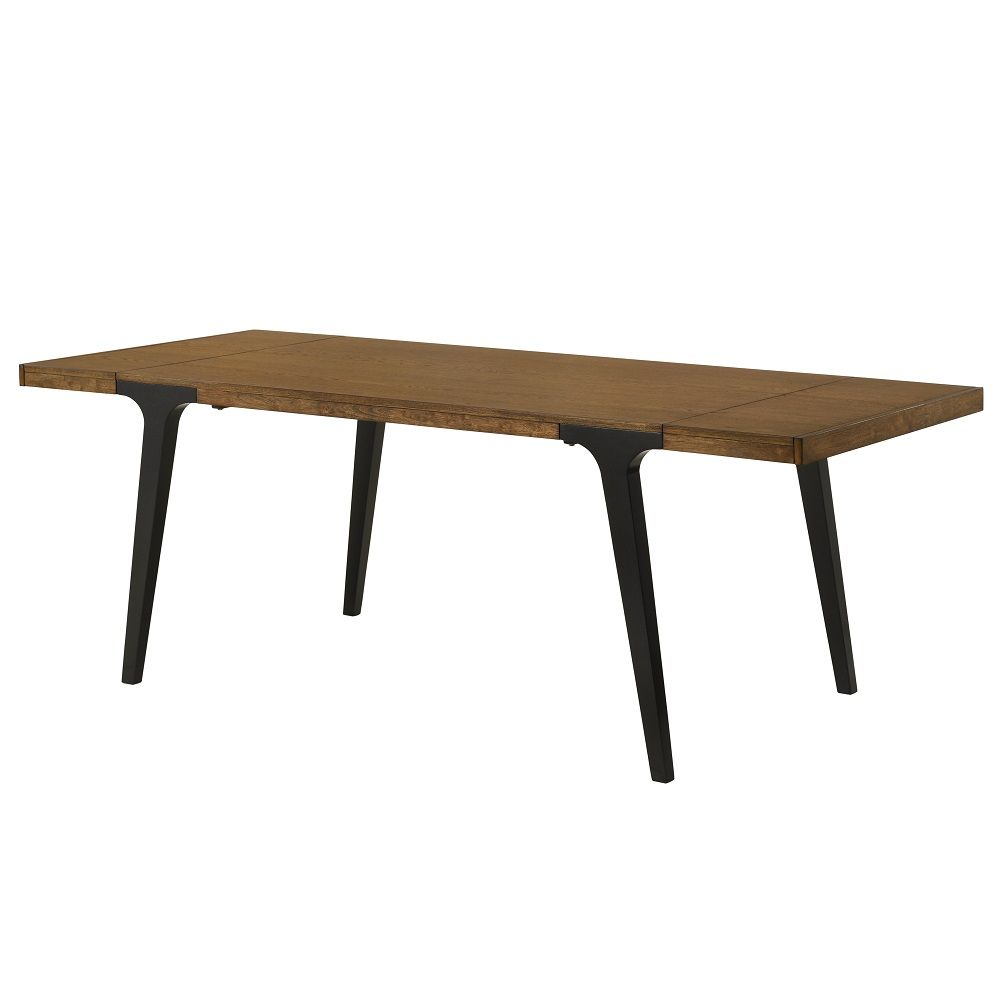 Hillary - Dining Table With 2 Leaves - Walnut & Black