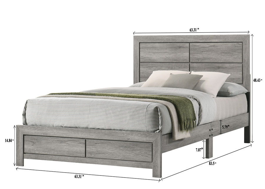 Hopkins - Queen Bed In One Box - Gray