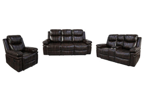 Kellen - Reclining Sofa Set Dark Brown 3 Pc. Reclining Sofa, Loveseat, Recliner