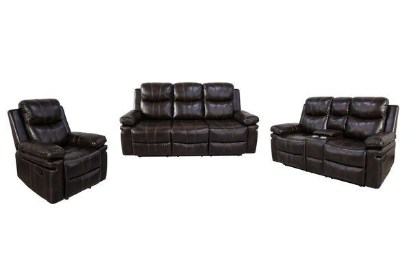 Kellen - Reclining Sofa Set Dark Brown 3 Pc. Reclining Sofa, Loveseat, Recliner