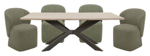 Crossings - Monaco Rectangular Dining Table With 4 Upholstered Chairs - Solid Mango / Green