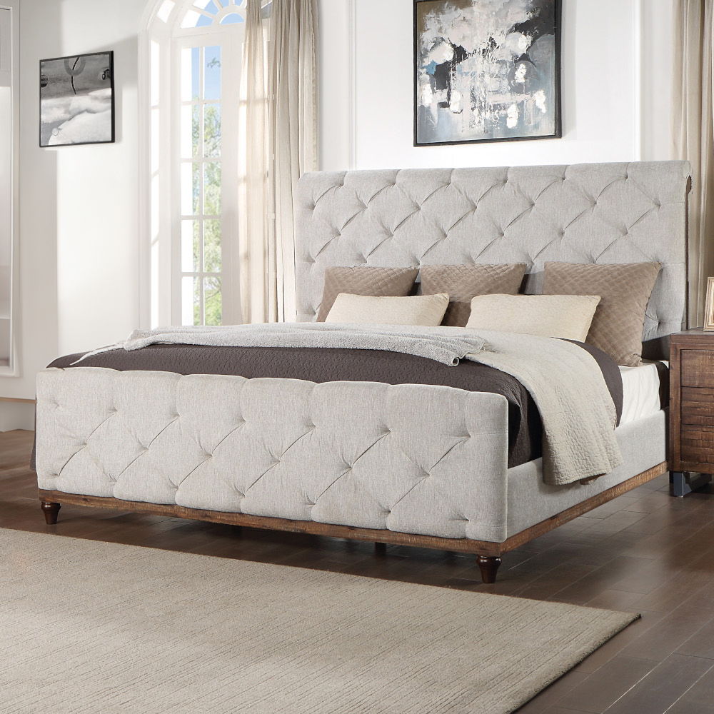 Andria - Upholstered Bed Reclaimed Oak