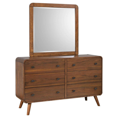 Robyn - 6-Drawer Bedroom Dresser And Mirror Dark Brown