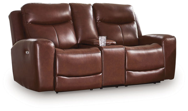Next Move - Power Reclining Loveseat With Console / Adjustable Headrest Dark Brown
