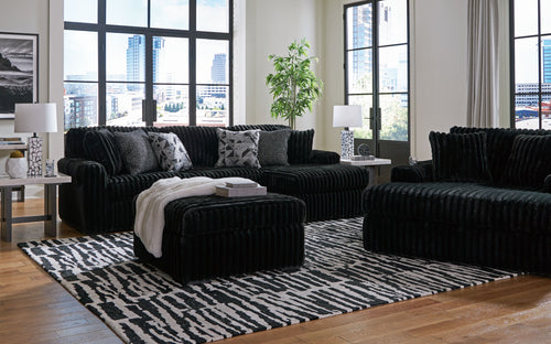Midnight-Madness - Sectional Set Black 4 Pc. - 2-Piece Sectional Sofa With Raf Corner Chaise, Chaise, Ottoman