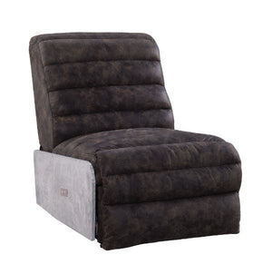 Okzuil - Power Motion Recliner - Two Tone Gray Top Grain Leather & Aluminum