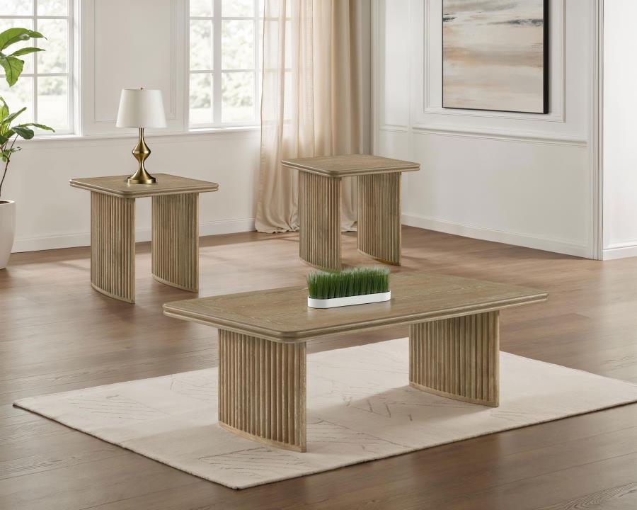 Adina - Wood Coffee Table Set Light Brown 2 Pc. Coffee Table, End Table