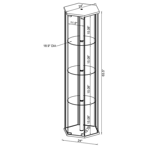 Zahavah - 4-Shelf Hexagonal Clear Glass Curio Cabinet