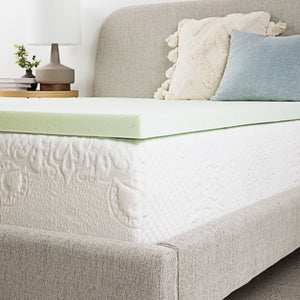 2" Short Queen Cool Gel Memory Foam Mattress Topper - Green