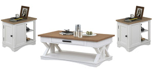 Americana Modern - Cocktail Table Set Cotton 3 Pc. Cocktail Table, 2 Chairside Tables