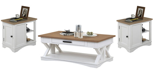 Americana Modern - Cocktail Table Set Cotton 3 Pc. Cocktail Table, 2 Chairside Tables