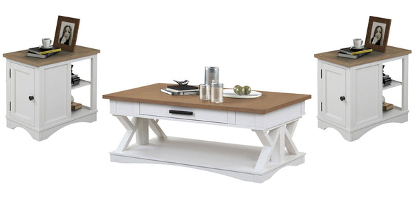 Americana Modern - Cocktail Table Set Cotton 3 Pc. Cocktail Table, 2 Chairside Tables