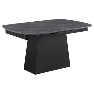 Potero - Faux Marble Extension Leaf Dining Table - Black