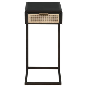 Amherst - 1-Drawer Radio Weave Cane Metal Side Table