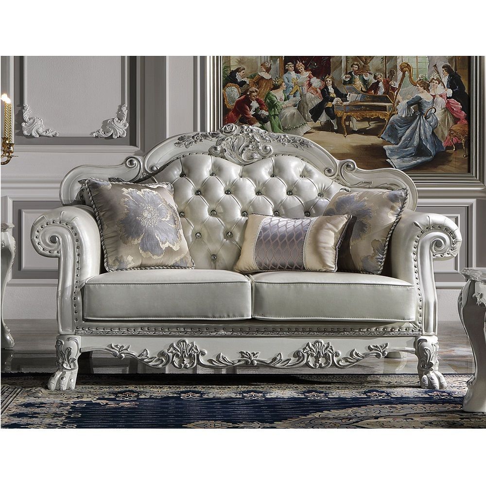 Dresden Loveseat - PU & Bone White Finish