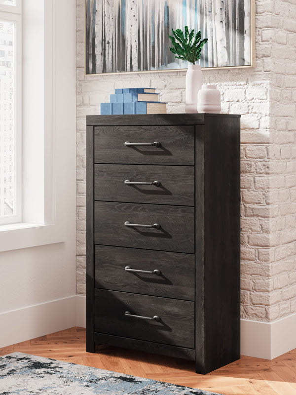 Hollivern - Dark Gray - Five Drawer Chest