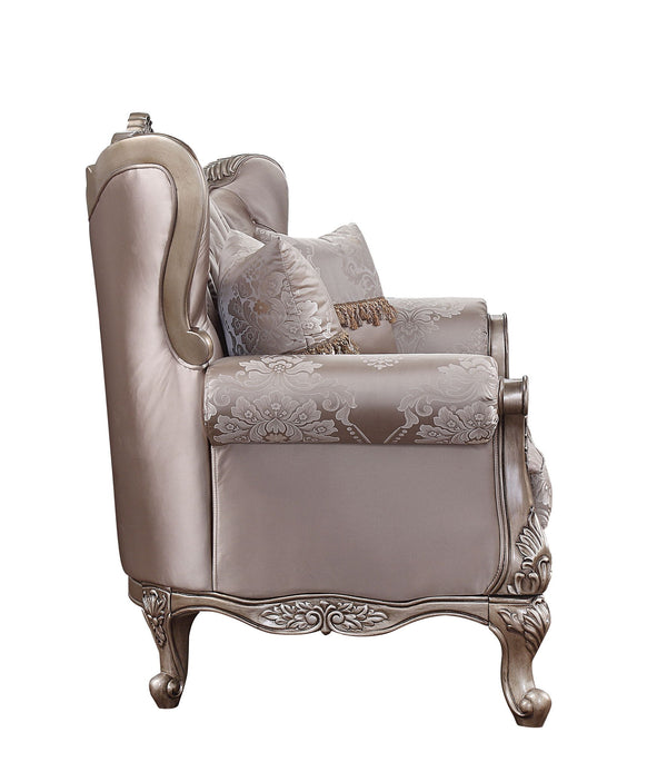 Jayceon - Loveseat With 2 Pillows - Fabric & Champagne