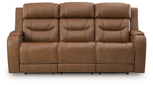 Knightington - Power Reclining Sofa With Audio Seating Light Brown