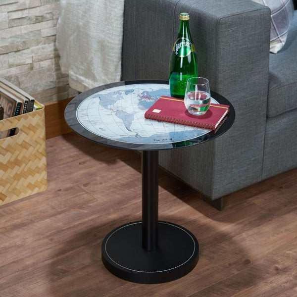 Boli - End Table - Black & Map Glass