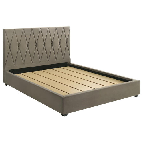Delsea - Upholstered Platform Bed Light Brown