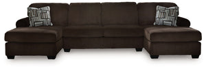 Kimlee - Sectional Dark Brown 3 Pc. Double Chaise Sectional