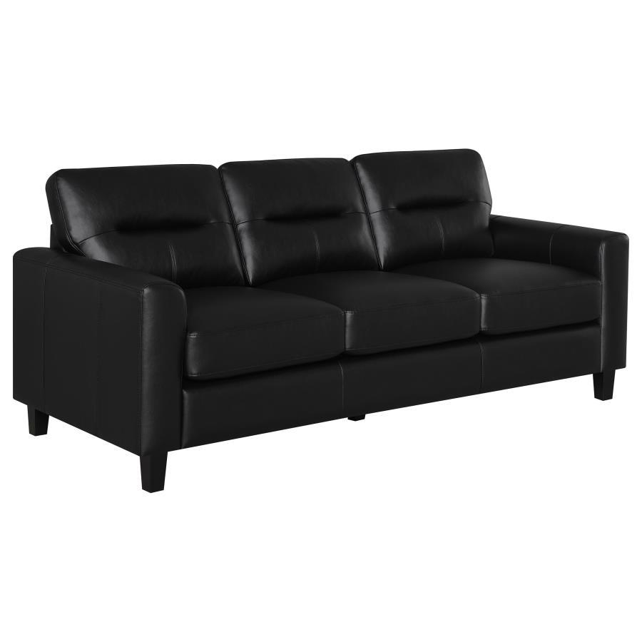 Scotland - Faux Leather Upholstered Track Arm Sofa Black