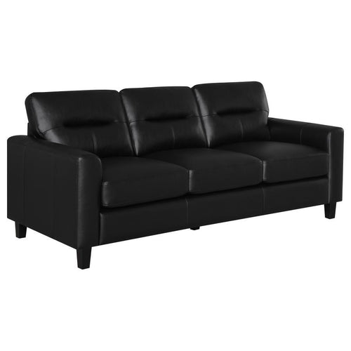 Scotland - Faux Leather Upholstered Track Arm Sofa Black