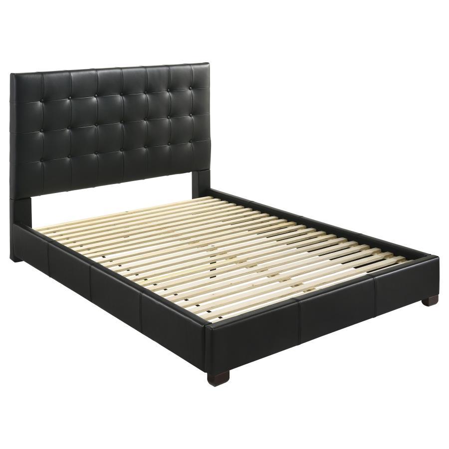 Medley - Genuine Leather Platform Bed Black King