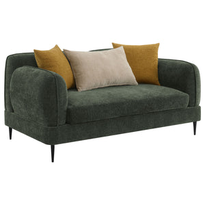 Jade - Chenille Upholstered Modern Track Arm Loveseat Dark Green