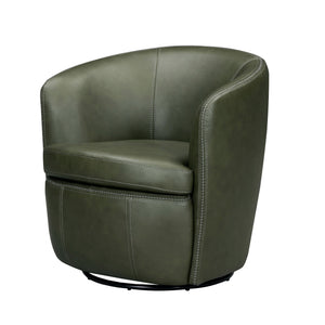 Barolo - 100% Italian Leather Swivel Club Chair (Set of 2)