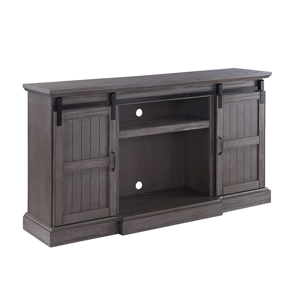 Admon - TV Stand With Fireplace - Gray Oak